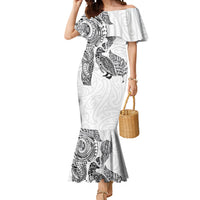 Aotearoa Moko Tribal Tattoo Mermaid Dress New Zealand Maori Penguin and Fantail White Color LT03 Women White - Polynesian Pride