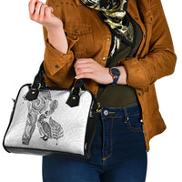 Aotearoa Moko Tribal Tattoo Shoulder Handbag New Zealand Maori Penguin and Fantail White Color LT03 - Polynesian Pride