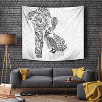 Aotearoa Moko Tribal Tattoo Tapestry New Zealand Maori Penguin and Fantail White Color LT03 White - Polynesian Pride