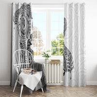 Aotearoa Moko Tribal Tattoo Window Curtain New Zealand Maori Penguin and Fantail White Color LT03 - Polynesian Pride