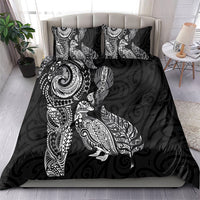 Aotearoa Moko Tribal Tattoo Bedding Set New Zealand Maori Penguin and Fantail Black Color LT03 - Polynesian Pride