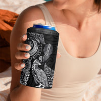 Aotearoa Moko Tribal Tattoo 4 in 1 Can Cooler Tumbler New Zealand Maori Penguin and Fantail Black Color LT03 - Polynesian Pride