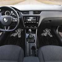 Aotearoa Moko Tribal Tattoo Car Mats New Zealand Maori Penguin and Fantail Black Color LT03 Set 2pcs - Front Black - Polynesian Pride