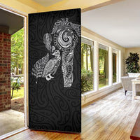 Aotearoa Moko Tribal Tattoo Door Cover New Zealand Maori Penguin and Fantail Black Color LT03 - Polynesian Pride