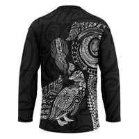 Aotearoa Moko Tribal Tattoo Hockey Jersey New Zealand Maori Penguin and Fantail Black Color LT03 - Polynesian Pride