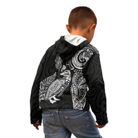 Aotearoa Moko Tribal Tattoo Kid Hoodie New Zealand Maori Penguin and Fantail Black Color LT03 - Polynesian Pride