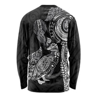Aotearoa Moko Tribal Tattoo Long Sleeve Shirt New Zealand Maori Penguin and Fantail Black Color LT03 - Polynesian Pride