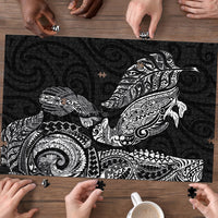 Aotearoa Moko Tribal Tattoo Puzzle New Zealand Maori Penguin and Fantail Black Color LT03 - Polynesian Pride