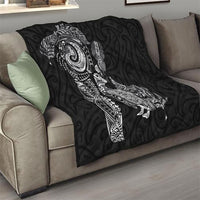 Aotearoa Moko Tribal Tattoo Quilt New Zealand Maori Penguin and Fantail Black Color LT03 - Polynesian Pride