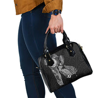 Aotearoa Moko Tribal Tattoo Shoulder Handbag New Zealand Maori Penguin and Fantail Black Color LT03 - Polynesian Pride
