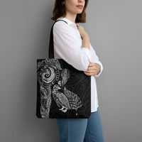 Aotearoa Moko Tribal Tattoo Tote Bag New Zealand Maori Penguin and Fantail Black Color LT03 - Polynesian Pride
