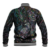 Aotearoa Moko Tribal Tattoo Baseball Jacket New Zealand Maori Penguin and Fantail Paua Shell Style LT03 - Polynesian Pride