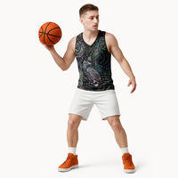Aotearoa Moko Tribal Tattoo Basketball Jersey New Zealand Maori Penguin and Fantail Paua Shell Style LT03 - Polynesian Pride