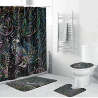 Aotearoa Moko Tribal Tattoo Bathroom Set New Zealand Maori Penguin and Fantail Paua Shell Style LT03 Bathroom Set (4 pcs) Multicolor - Polynesian Pride