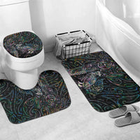 Aotearoa Moko Tribal Tattoo Bathroom Set New Zealand Maori Penguin and Fantail Paua Shell Style LT03 Mat Set Only (3 pcs) One Size Multicolor - Polynesian Pride