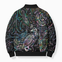 Aotearoa Moko Tribal Tattoo Bomber Puffer Jacket New Zealand Maori Penguin and Fantail Paua Shell Style LT03 - Polynesian Pride