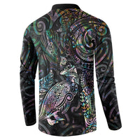 Aotearoa Moko Tribal Tattoo Button Sweatshirt New Zealand Maori Penguin and Fantail Paua Shell Style LT03 - Polynesian Pride
