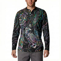 Aotearoa Moko Tribal Tattoo Button Sweatshirt New Zealand Maori Penguin and Fantail Paua Shell Style LT03 - Polynesian Pride