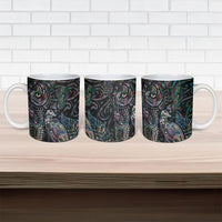 Aotearoa Moko Tribal Tattoo Ceramic Mug New Zealand Maori Penguin and Fantail Paua Shell Style LT03 - Polynesian Pride