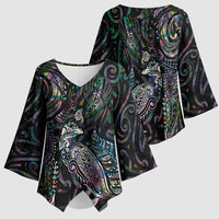 Aotearoa Moko Tribal Tattoo Kimono Sleeve Blouse New Zealand Maori Penguin and Fantail Paua Shell Style LT03 - Polynesian Pride