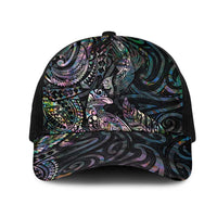 Aotearoa Moko Tribal Tattoo Mesh Trucker Cap New Zealand Maori Penguin and Fantail Paua Shell Style LT03 One Size Black Multicolor - Polynesian Pride