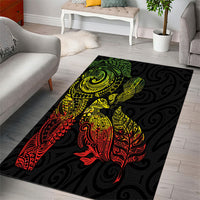 Aotearoa Moko Tribal Tattoo Area Rug New Zealand Maori Penguin and Fantail Reggae Style LT03 - Polynesian Pride