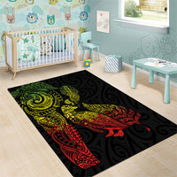 Aotearoa Moko Tribal Tattoo Area Rug New Zealand Maori Penguin and Fantail Reggae Style LT03 - Polynesian Pride
