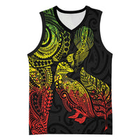 Aotearoa Moko Tribal Tattoo Basketball Jersey New Zealand Maori Penguin and Fantail Reggae Style LT03 Unisex Multicolor - Polynesian Pride