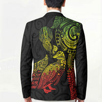 Aotearoa Moko Tribal Tattoo Blazer New Zealand Maori Penguin and Fantail Reggae Style LT03 - Polynesian Pride