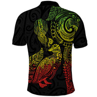Aotearoa Moko Tribal Tattoo Polo Shirt New Zealand Maori Penguin and Fantail Reggae Style LT03 - Polynesian Pride