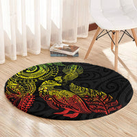 Aotearoa Moko Tribal Tattoo Round Carpet New Zealand Maori Penguin and Fantail Reggae Style LT03 - Polynesian Pride