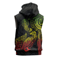 Aotearoa Moko Tribal Tattoo Sleeveless Zip Hoodie New Zealand Maori Penguin and Fantail Reggae Style LT03 - Polynesian Pride