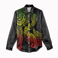 Aotearoa Moko Tribal Tattoo Women Casual Shirt New Zealand Maori Penguin and Fantail Reggae Style LT03 - Polynesian Pride