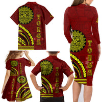 Kolisi Tonga Atele Family Matching Long Sleeve Bodycon Dress and Hawaiian Shirt Ngatu and Polynesian Pattern LT03 - Polynesian Pride