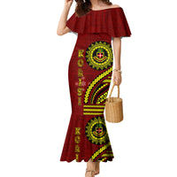 Kolisi Tonga Atele Family Matching Mermaid Dress and Hawaiian Shirt Ngatu and Polynesian Pattern LT03 Mom's Dress Red - Polynesian Pride