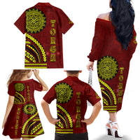 Kolisi Tonga Atele Family Matching Off The Shoulder Long Sleeve Dress and Hawaiian Shirt Ngatu and Polynesian Pattern LT03 - Polynesian Pride