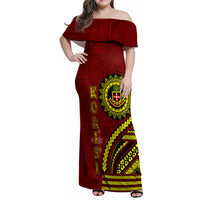 Kolisi Tonga Atele Family Matching Off Shoulder Maxi Dress and Hawaiian Shirt Ngatu and Polynesian Pattern