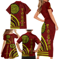 Kolisi Tonga Atele Family Matching Short Sleeve Bodycon Dress and Hawaiian Shirt Ngatu and Polynesian Pattern LT03 - Polynesian Pride