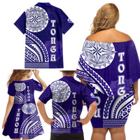 Tupou College Toloa Family Matching Off Shoulder Short Dress and Hawaiian Shirt Ngatu and Polynesian Pattern LT03 - Polynesian Pride