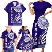 Tupou College Toloa Family Matching Short Sleeve Bodycon Dress and Hawaiian Shirt Ngatu and Polynesian Pattern LT03 - Polynesian Pride