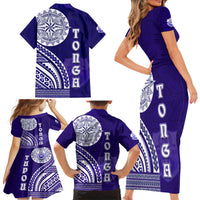 Tupou College Toloa Family Matching Short Sleeve Bodycon Dress and Hawaiian Shirt Ngatu and Polynesian Pattern LT03 - Polynesian Pride