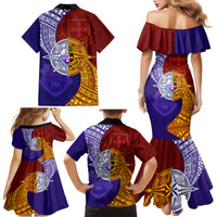 Kolisi Tonga Atele and Tupou College Toloa Family Matching Mermaid Dress and Hawaiian Shirt Ngatu and Polynesian Spiral Pattern LT03 - Polynesian Pride