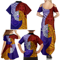 Kolisi Tonga Atele and Tupou College Toloa Family Matching Summer Maxi Dress and Hawaiian Shirt Ngatu and Polynesian Spiral Pattern LT03 - Polynesian Pride