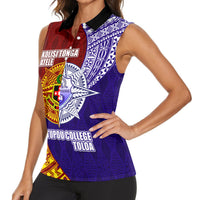 Kolisi Tonga Atele and Tupou College Toloa Women Sleeveless Polo Shirt Ngatu and Polynesian Spiral Pattern LT03 - Polynesian Pride