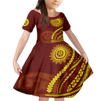 Tonga High School Family Matching Mermaid Dress and Hawaiian Shirt Ngatu and Polynesian Pattern LT03 Daughter's Dress Red - Polynesian Pride