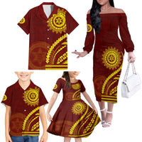 Tonga High School Family Matching Off The Shoulder Long Sleeve Dress and Hawaiian Shirt Ngatu and Polynesian Pattern LT03 - Polynesian Pride