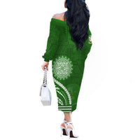 Liahona High School Off The Shoulder Long Sleeve Dress Ngatu and Polynesian Pattern