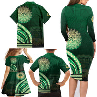 Saineha High School Family Matching Long Sleeve Bodycon Dress and Hawaiian Shirt Ngatu and Polynesian Pattern LT03 - Polynesian Pride