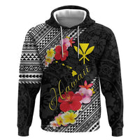 Aloha Hawaii Hibiscus and Plumeria Flowers Hoodie Kanaka Maoli Tattoo Polynesian Pattern LT03 Pullover Hoodie Black - Polynesian Pride