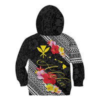 Aloha Hawaii Hibiscus and Plumeria Flowers Kid Hoodie Kanaka Maoli Tattoo Polynesian Pattern LT03 - Polynesian Pride